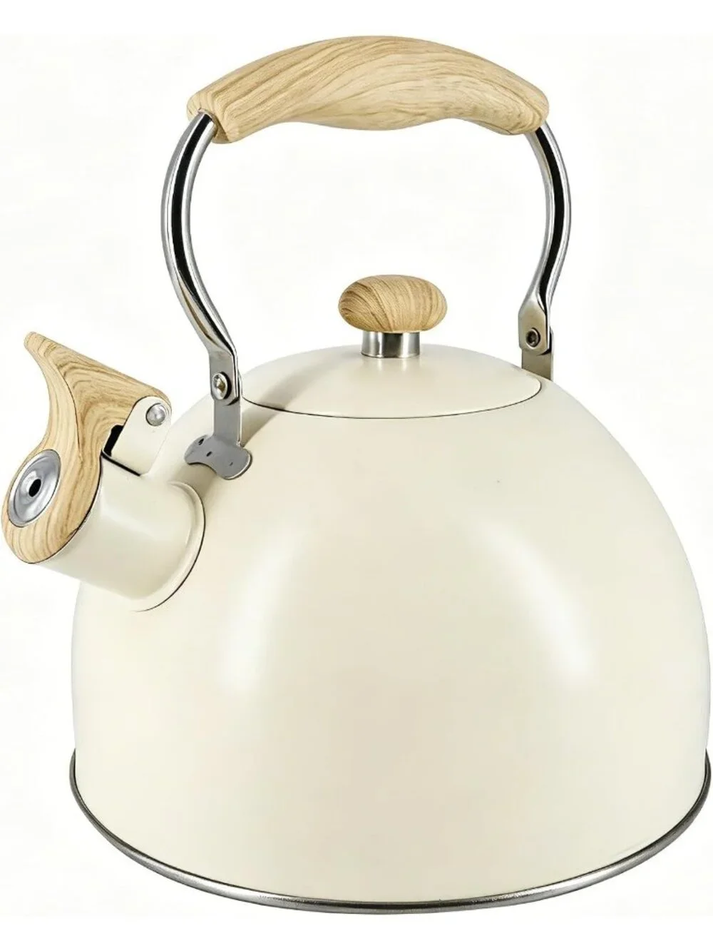 Matte Cream Kitchen Whistling Tea Kettle 2 Quart Stainless Steel Stovetop Teapot